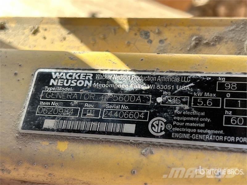 Wacker Neuson GP5600A 5.6 kW Portable Generator Set مولدات أخرى