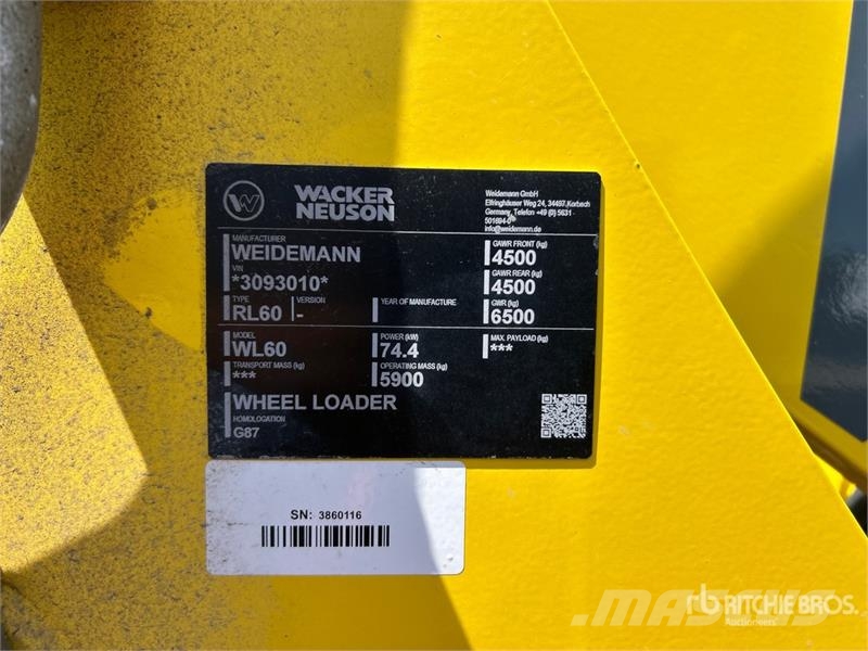 Wacker Neuson WL60 Wheel Loader Gumikerekes homlokrakodók