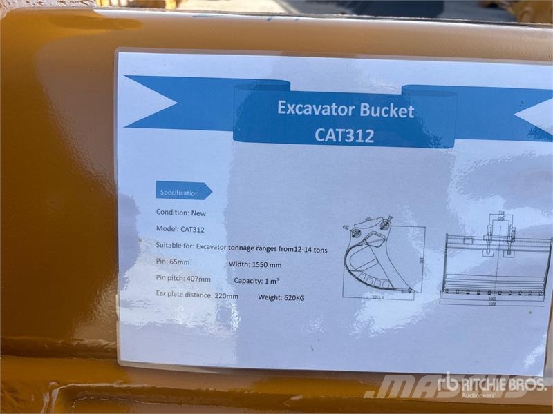 Warrior WBMCC12-1550 61 in Q/C Cleanup Excavator Bucket -  Cucharones