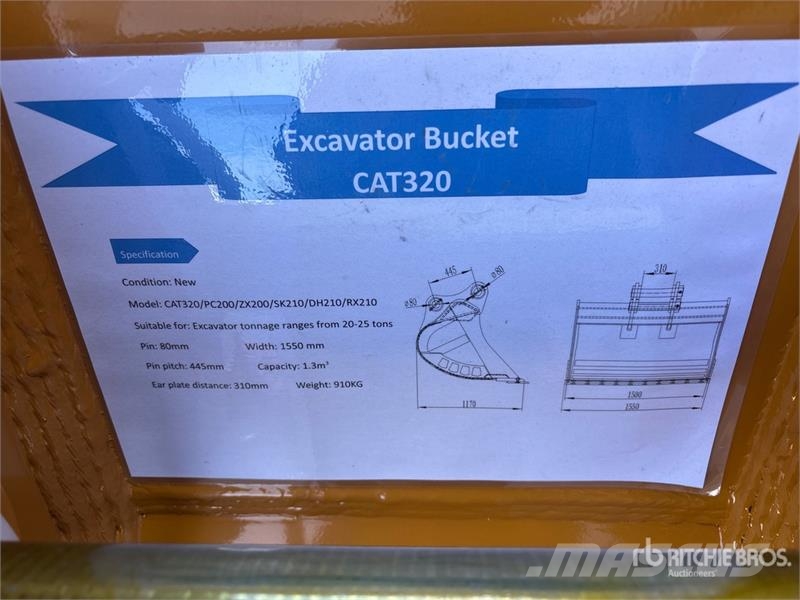 Warrior WBMCC20-1500 59 in Cleanup Excavator Bucket - Fits Cucharones