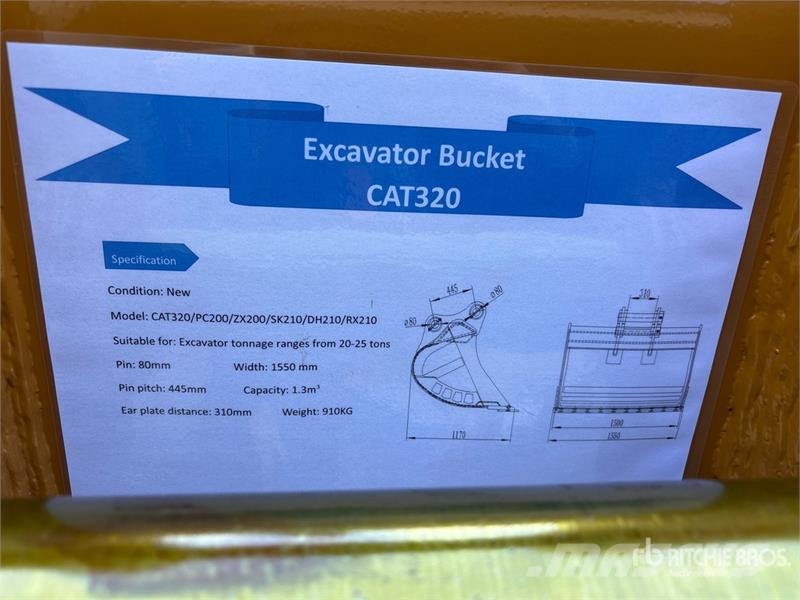 Warrior WBMCC20-1500 60 in Cleanup Excavator Bucket - Fits Cucharones