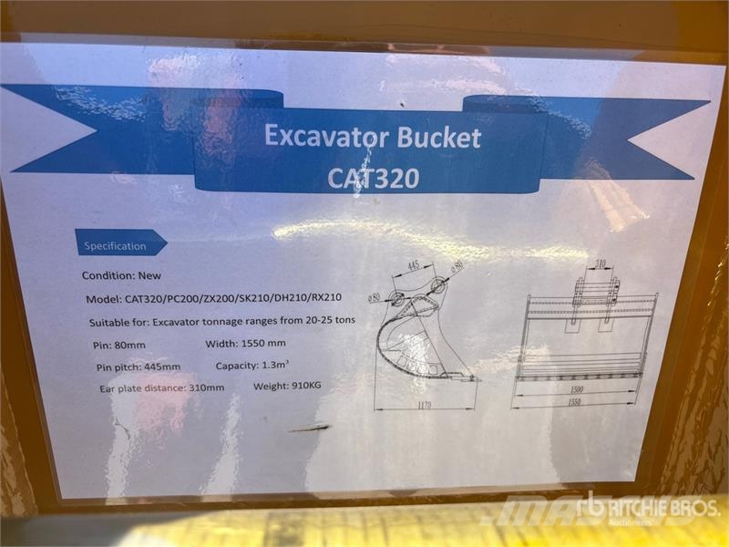 Warrior WBMCC20-1500 60 in Cleanup Excavator Bucket - Fits Cucharones