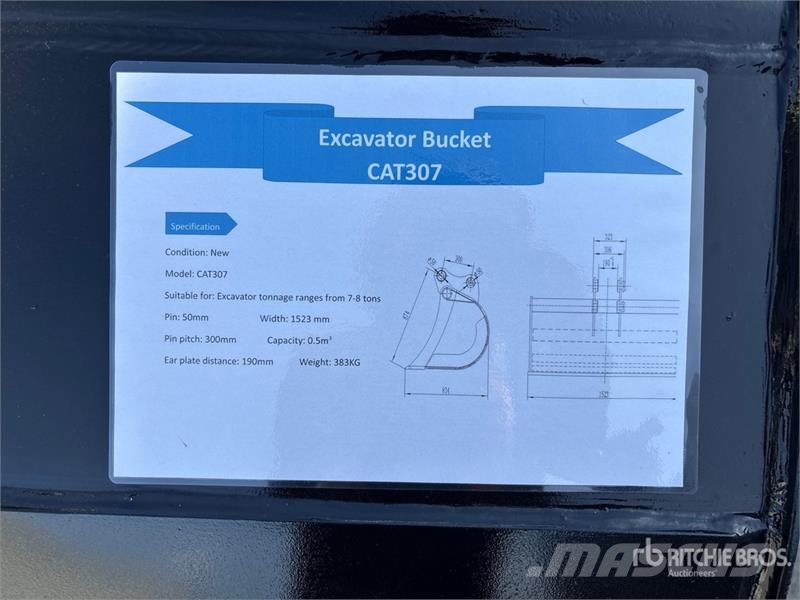 Warrior WBMCC7-1500 59 in Cleanup Excavator Bucket - Fits Cucharones