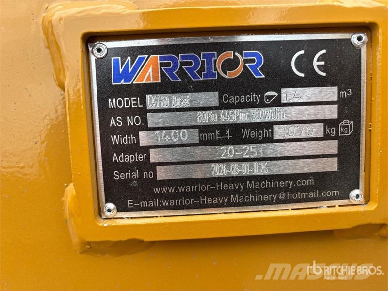 Warrior WBRC20-1400 53 in Digging Excavator Bucket - Fits Žlice