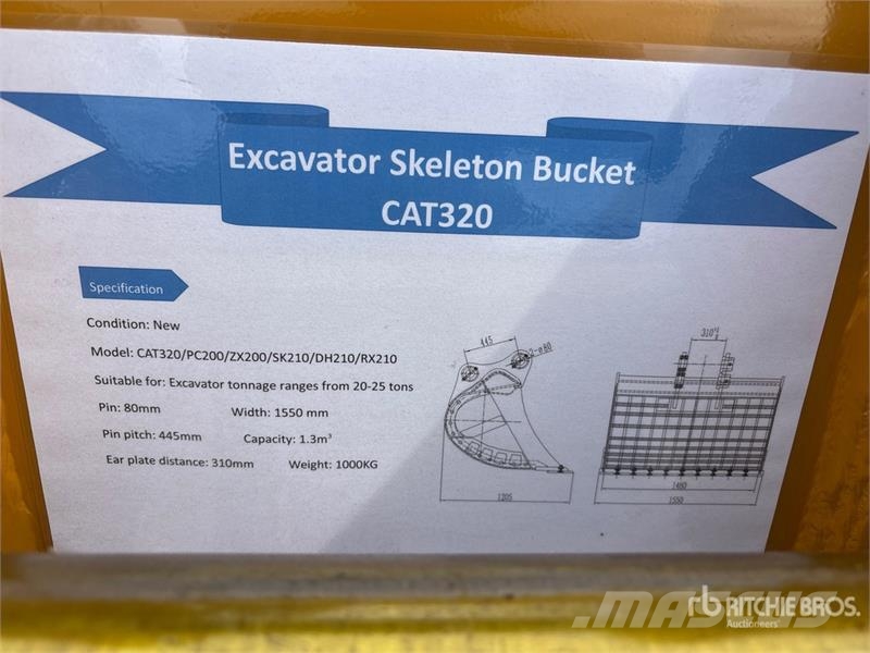 Warrior WBSC20-1500 60 in Skeleton Excavator Bucket - Fits Žlice