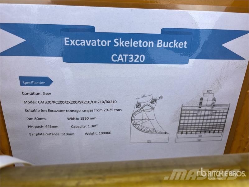 Warrior WBSC20-1500 60 in Skeleton Excavator Bucket - Fits Žlice