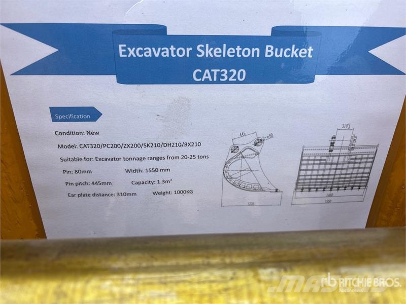 Warrior WBSC20-1500 60 in Skeleton Excavator Bucket - Fits Žlice