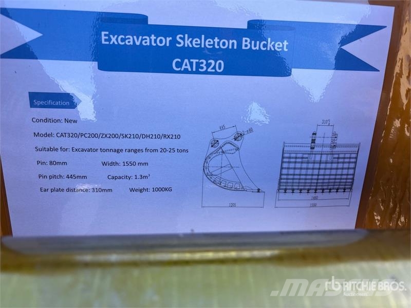 Warrior WBSC20-1500 60 in Skeleton Excavator Bucket - Fits Cucharones