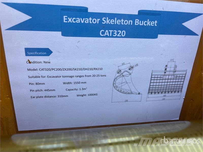 Warrior WBSC20-1500 60 in Skeleton Excavator Bucket - Fits Cucharones