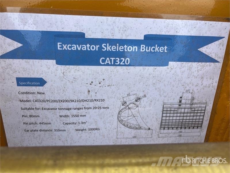 Warrior WBSC20-1500 60 in Skeleton Excavator Bucket - Fits Žlice