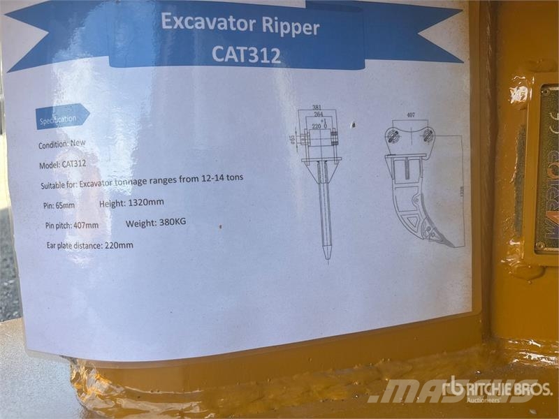 Warrior WRC12 Excavator Ripper - Fits Cat 312 / 12 - 14 to Kaabitsad