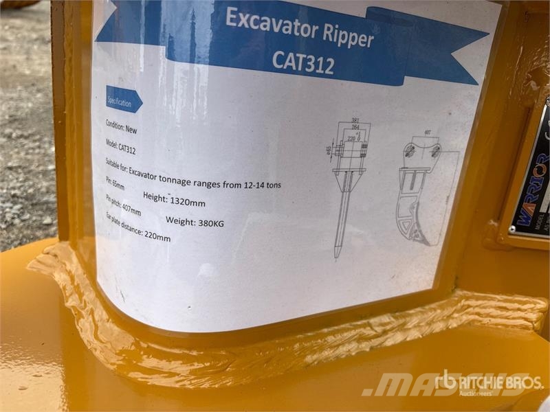 Warrior WRC12 Q/C Excavator Ripper - Fits Cat 312 / 12 - 1 Rahljalniki