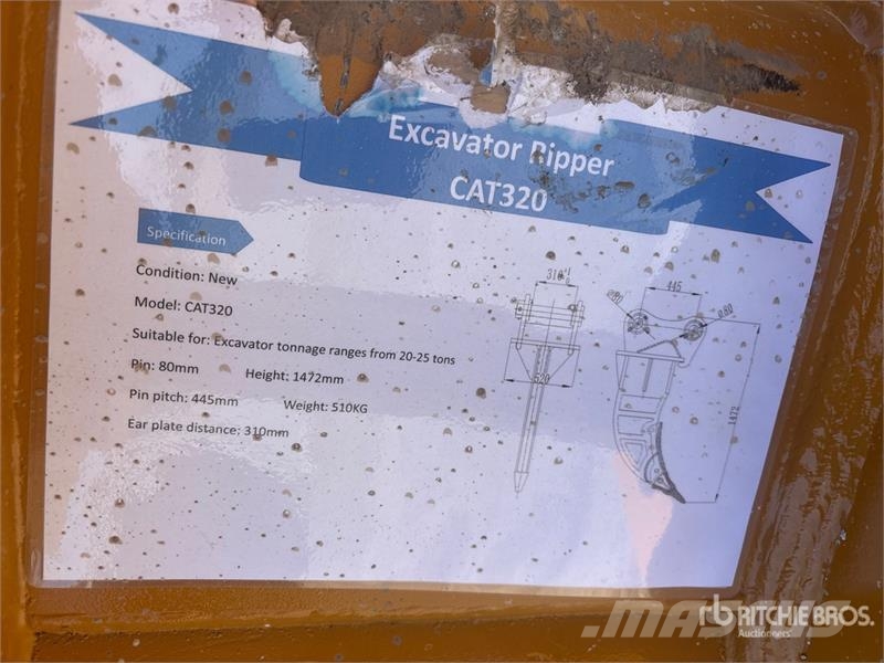 Warrior WRC20-025 Excavator Ripper - Fits Cat 320 / 20 - 2 Kaabitsad