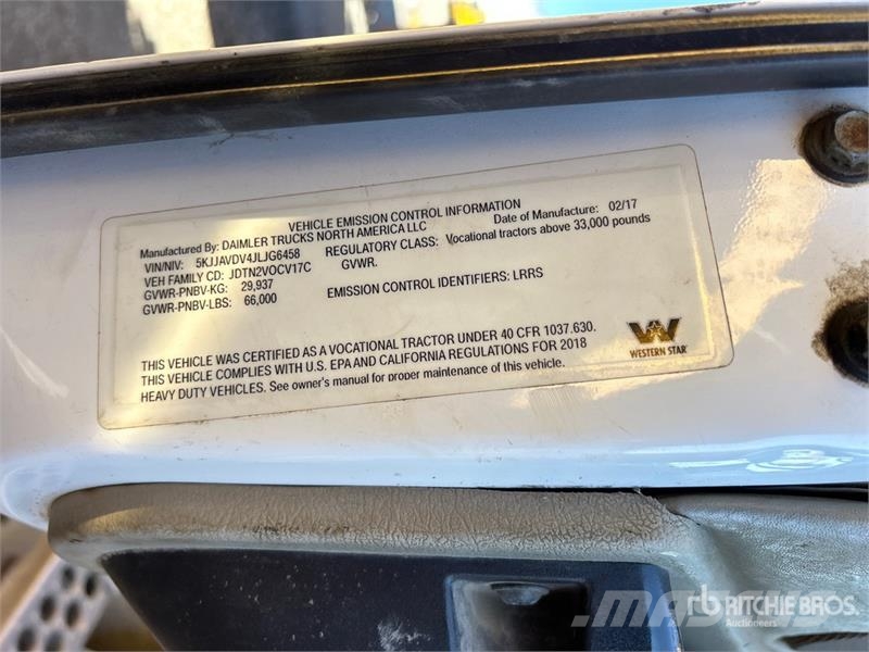 Western Star 4700 6x4 T/A Day Cab Truck Tractor (Inoperable) وحدات الجر