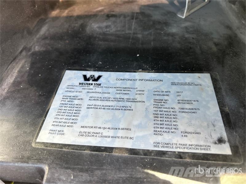 Western Star 4700 6x4 T/A Day Cab Truck Tractor (Inoperable) وحدات الجر