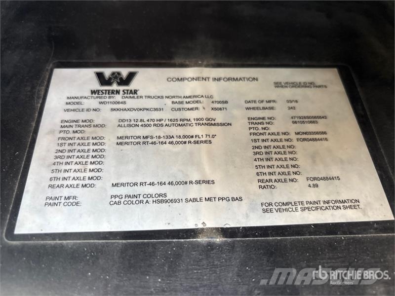 Western Star 4700 8x4 Twin-Steer T/A Dump Truck Lastbiler med tip