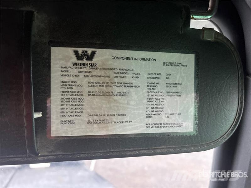 Western Star 4700SB 6x4 Hooklift Truck 훅 리프트 트럭