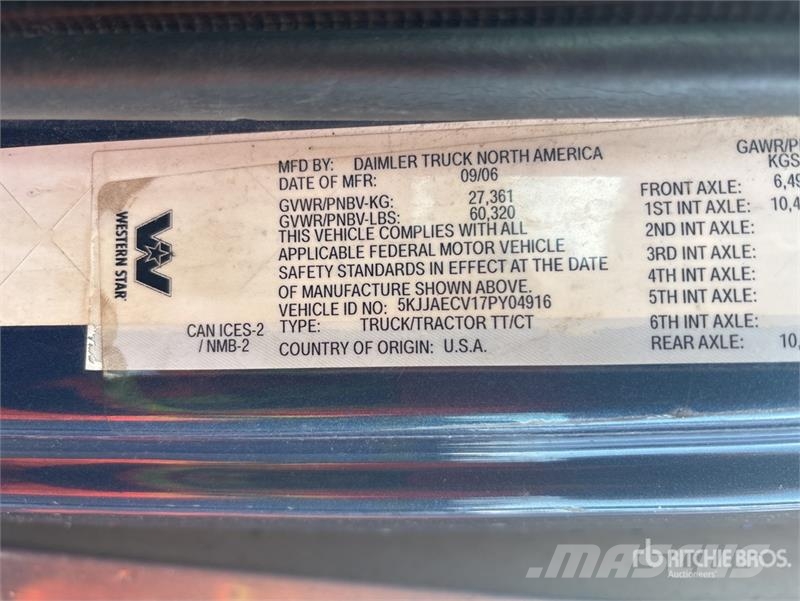 Western Star 4900 6x4 T/A Sleeper Truck Tractor Влекачи