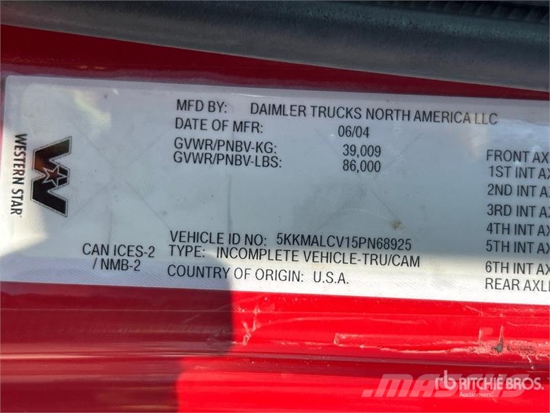 Western Star 4900 8x4 Twin-Steer T/A Dump Truck 덤프 트럭