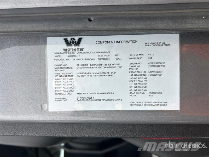 Western Star 49X 6x4 T/A Sleeper Truck Tractor Trekkvogner