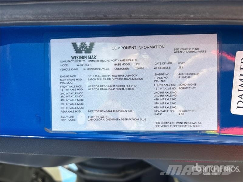 Western Star 49X 6x4 T/A Sleeper Truck Tractor Trekkvogner