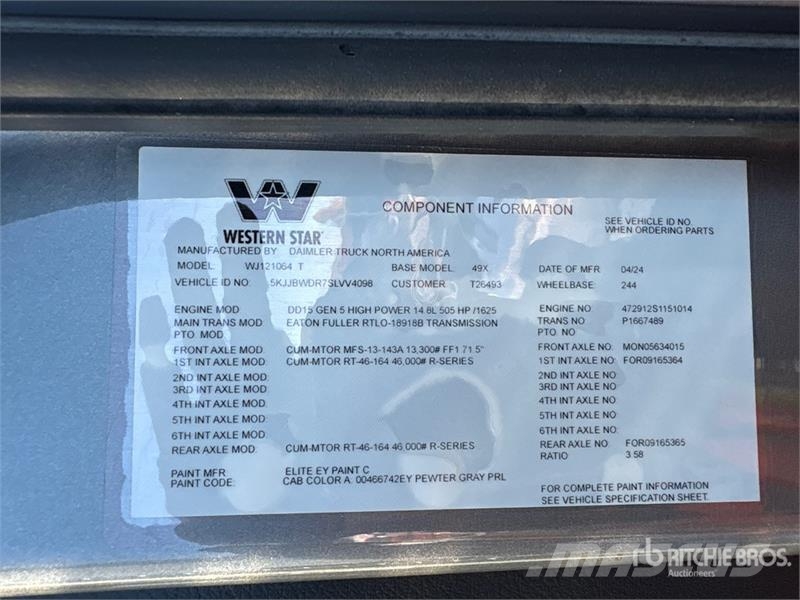 Western Star 49X 6x4 T/A Sleeper Truck Tractor Sattelzugmaschinen