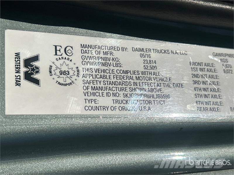 Western Star 5700 6x2 T/A Sleeper Truck Tractor Motrici e Trattori Stradali