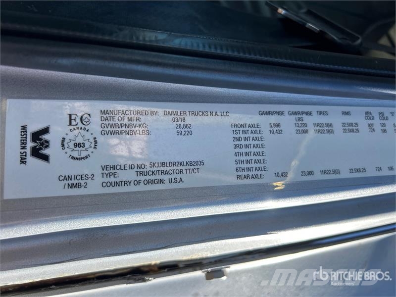 Western Star W5700XE 6x4 T/A Day Cab Truck Tractor وحدات الجر