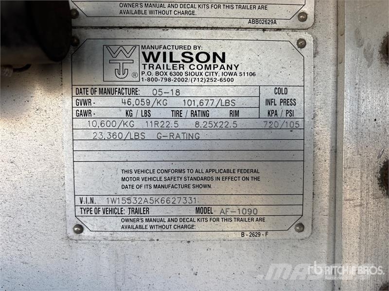 Wilson AFI 53 ft T/A Spread Axle Flatbed Trailer Vlakke laadvloer