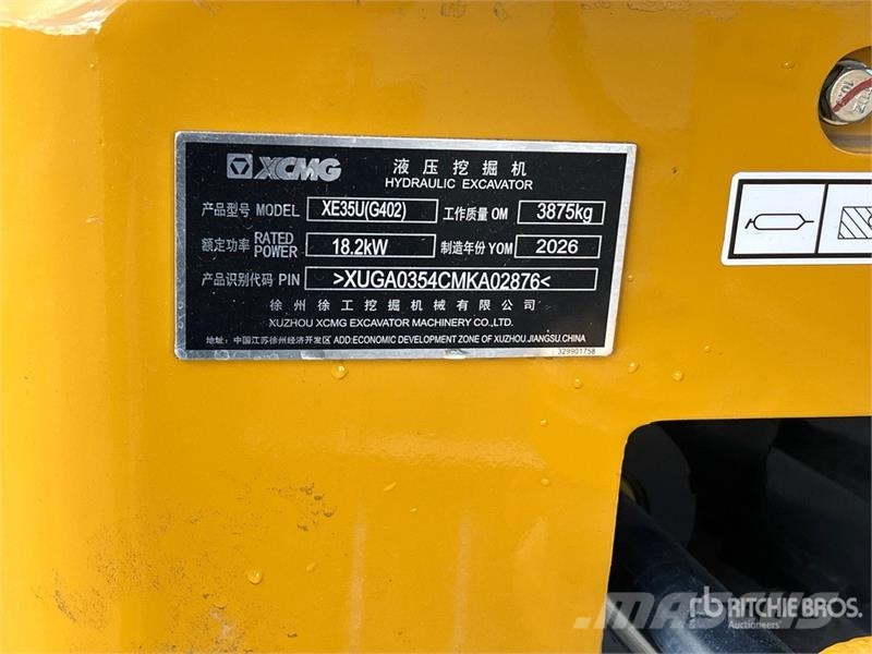 XCMG XE35U Mini Excavator (Unused) Mini bagri <7t