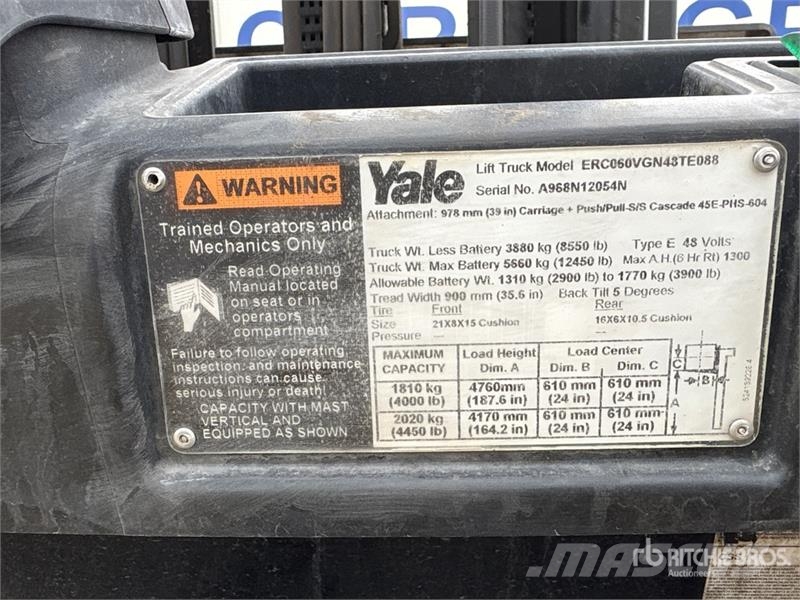 Yale ERC060VGN48TE088 4450 lb Electric Forklift Električni viličari