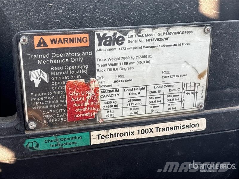 Yale GLP120VXNGGF088 11950 lb Pneumatic Tire 11950 lb P 그 외 지게차