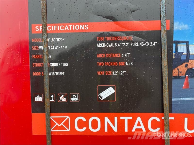 24.38 m (L) × 12.19 m (W) × 6.10 m (H) Semi-Circul Druge prikolice