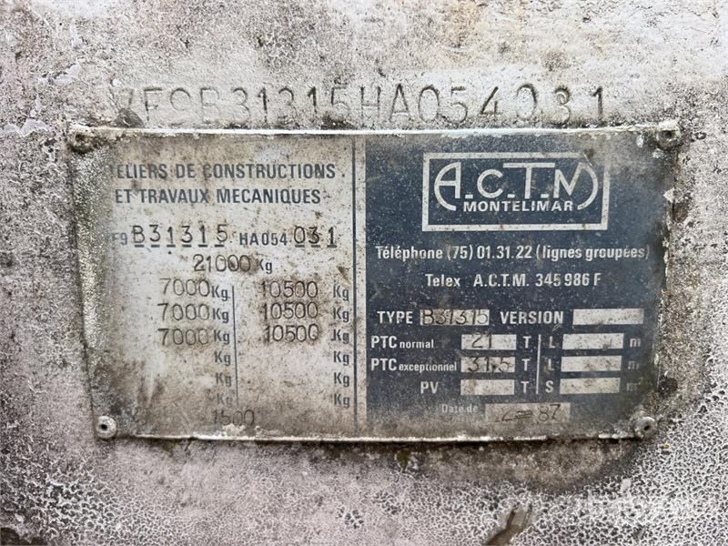 Actm B31315 Tri/A Remorque Porte-Engins 3 Essieux Lowbo Remorque surbaissée