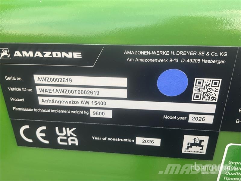 Amazone AW 15400 4 m Land Roller (Unused) Rodillos
