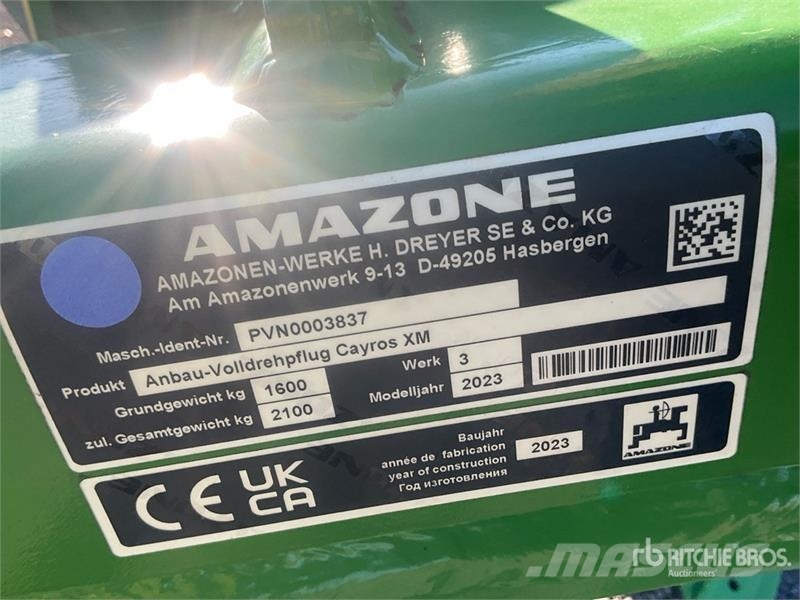 Amazone Cayros XM 3-950 3 Bottom Reversible Plow (Unused) Pluguri reversibile