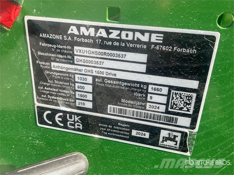 Amazone Grasshopper Drive 1500 SmartCut Pull Type Fairway  Fairway klippere