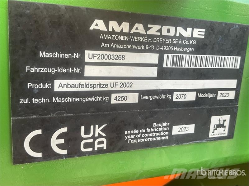 Amazone UF2002 30 m 3-Point Hitch Sprayer Vlečne škropilnice