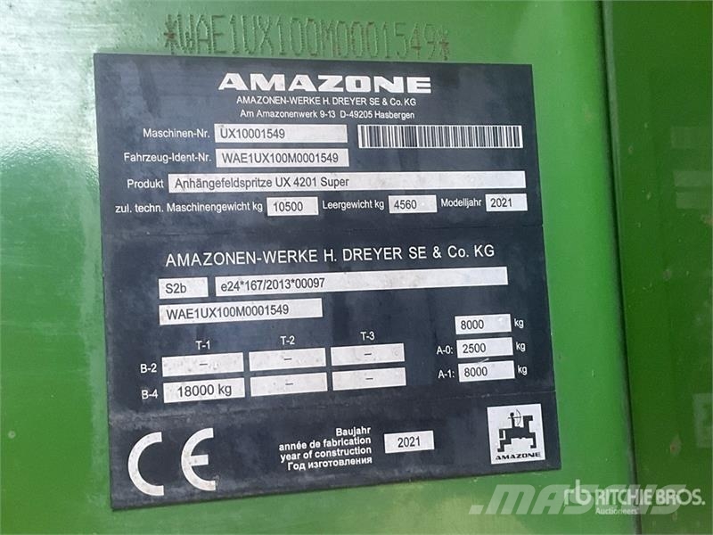 Amazone UX 4201 Super 30 m Pull-Type Sprayer Opryskiwacze zaczepiane