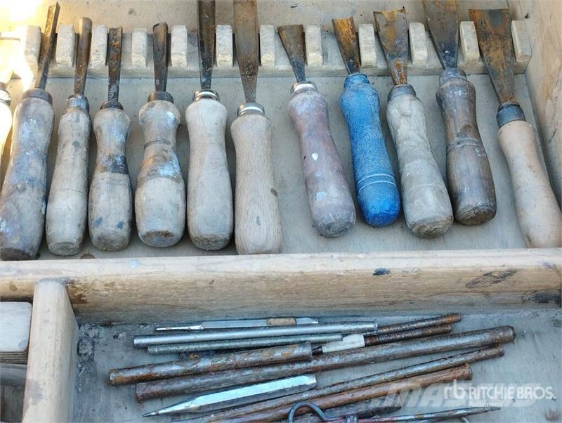  Antique Large Heavy-Duty Wooden Workbench Other components