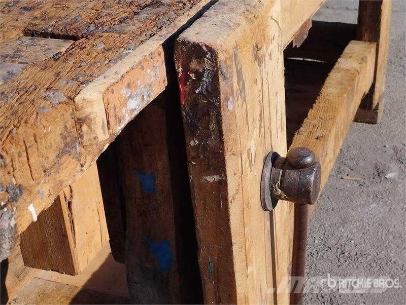  Antique Large Heavy-Duty Wooden Workbench Other components