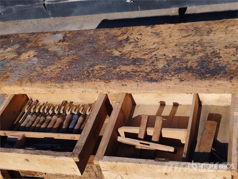  Antique Large Heavy-Duty Wooden Workbench Other components