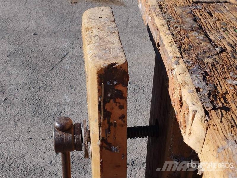  Antique Large Heavy-Duty Wooden Workbench Other components