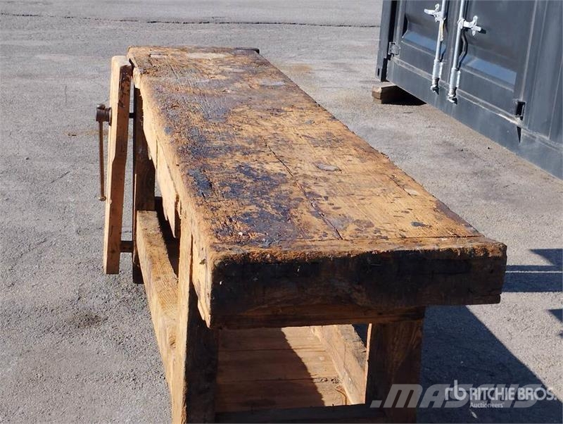  Antique Large Heavy-Duty Wooden Workbench Other components