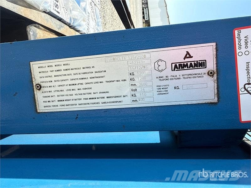 Armanni Eurodelta 125/2500 1200 kg Electric Pallet Jack Rokas palešu ratiņi