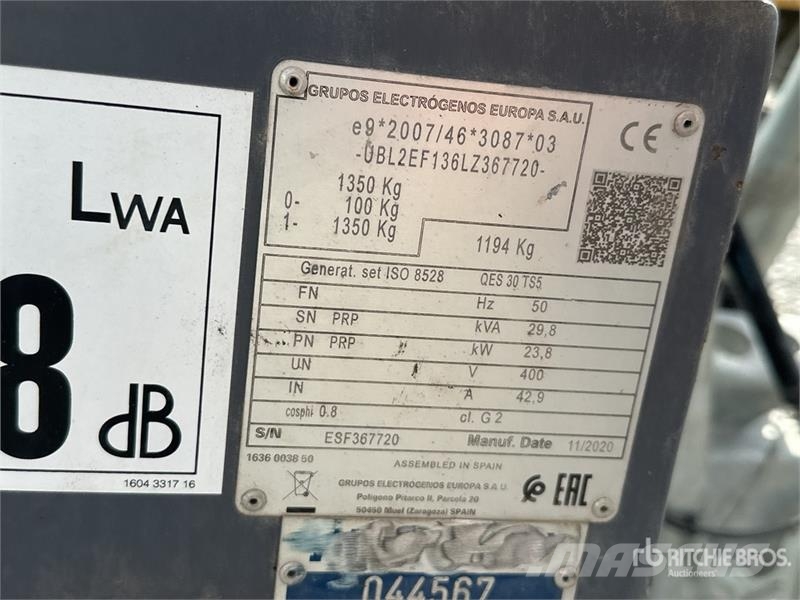 Atlas Copco QES30 29.8 kVA Mobile Generator Set Diiselgeneraatorid
