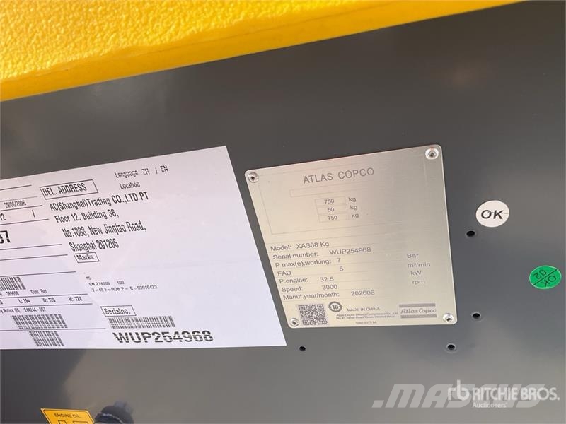 Atlas Copco XAS 88 Air Compressor (Unused) Kompressorer