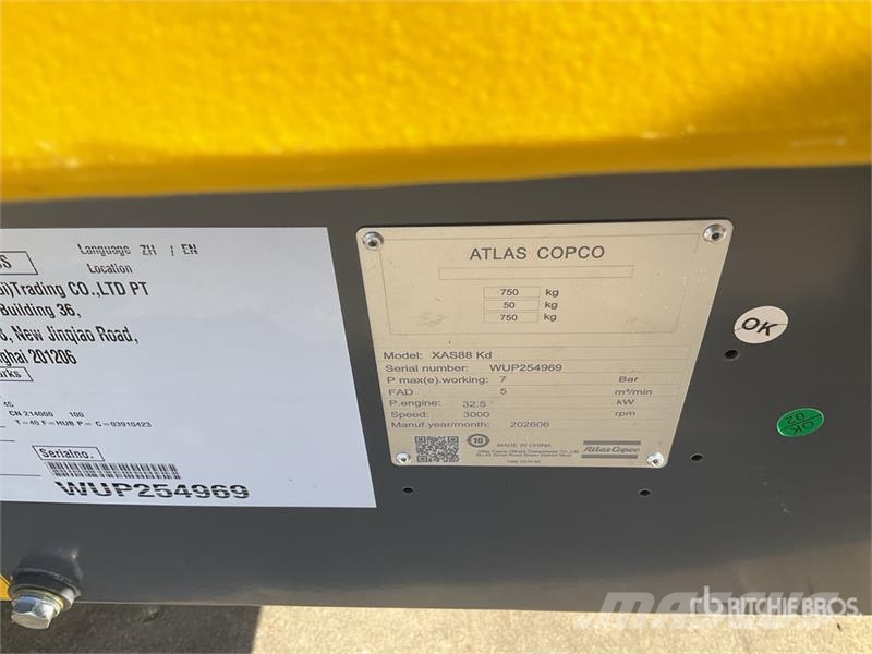 Atlas Copco XAS 88 Air Compressor (Unused) Kompressorer