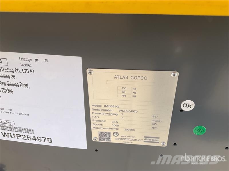 Atlas Copco XAS 88 Air Compressor (Unused) Kompressorer
