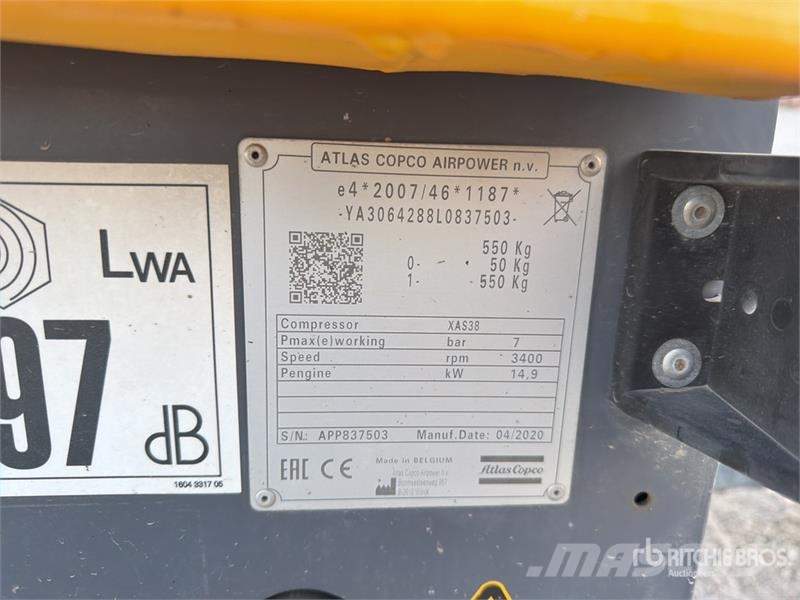 Atlas Copco XAS38 Compresseur A Air Air Compressor Compressori